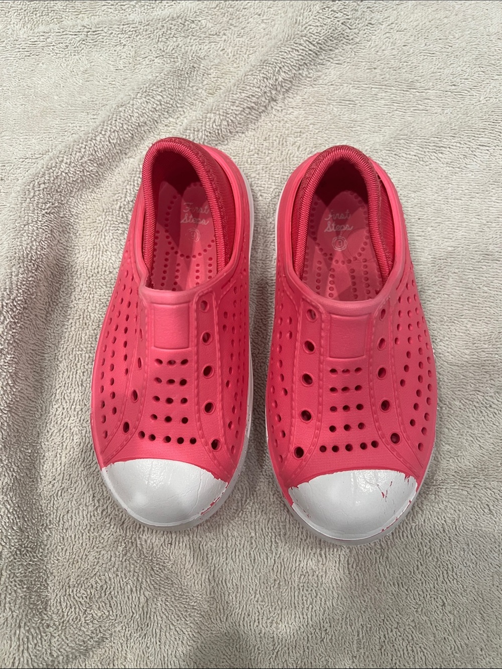 Kids Pink Slip-On Water Shoes with White Toe Cap